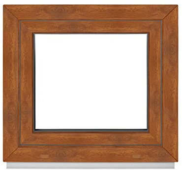 Framex Premium Kunststofffenster - Kellerfenster Weiß/Golden Oak BxH 600 x 400 mm - Garagenfenster/Gartenhaus Fenster BxH 60 x 40 cm 2-fach Verglast - Din Rechts-Funktion Dreh Kipp Fenster