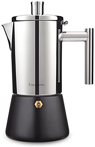 Easyworkz Diego Stovetop Espresso Maker Stainless Steel Italian Coffee Machine Maker 6cup 300ml Induction Moka Pot