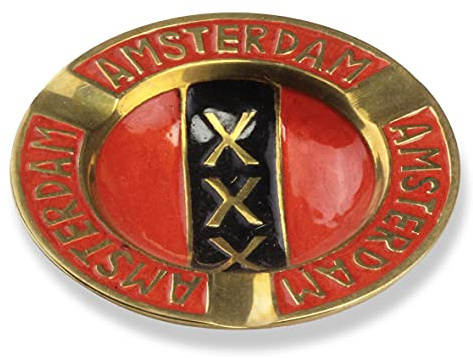 Spliff Messing Aschenbecher handgefertigt Amsterdam (Ø 9 cm, Rot)