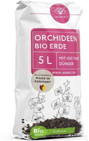 Bio Orchideenerde 5 L Dünger und Wurzelaktivator - Lockere Orchideen Erde ideal zum Umtopfen - Erde für Orchideen mit Pinienrinde - Orchideensubstrat