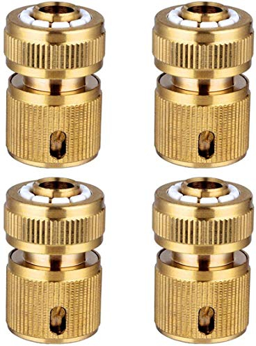 Hydrogarden 4 Stück Schlauchverbinder aus Messing, Schnellverbinder für Gartenschlauch, Schnellkupplung 1/2 Zoll, Schnellverbinder für Gartenschläuche, Rasensprenger
