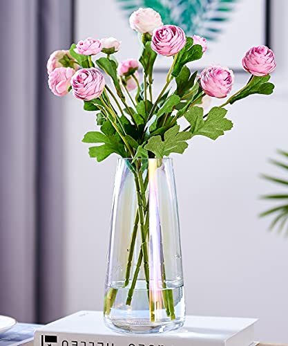 Aoderun Blumenvase Glas Vasen Deko 22cm Hoch Irisierend Vase für Pampasgras Kleine Vasen für Tischdeko Handgefertigte Vase für Home Esstisch