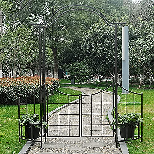 LJHSS Rosenbogen aus Metall,208.8x225cm rosenbogen mit tür,Gartenbogen Rankhilfe Spalier für Outdoor Außenbereich, Garten, Rasen, Hinterhof
