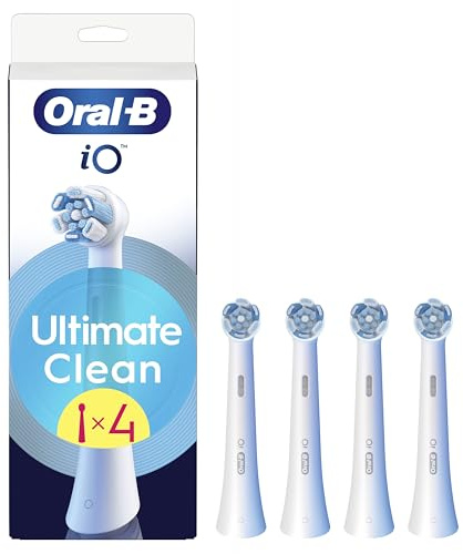 Oral-B iO Series Ultimate Clean Replacement Brush Heads, 4 Count - Original Round Head, Crisscross Bristles, Deep Cleaning, Plaque Removal, Long-Lasting Use, Compatible with Oral-B iO Toothbrushes