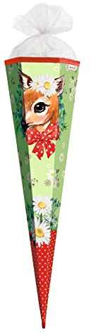 ROTH Cornet surprise grand cerf 85 cm – Fermeture en tulle hexagonale, rouge (h) – Sachet de sucreries, rentrée scolaire