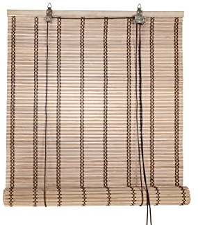 HERSIG - Estor Enrollable de Bambú Natural 100 x 180 cm - Persiana Enrollable Interior y Exterior - Estilo Natural para Ventanas - Privacidad y Fácil Instalación - Marron Claro(Medidas aproximadas)