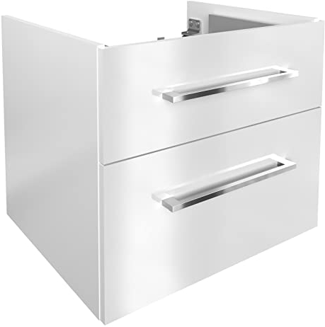 FACKELMANN Waschtischunterschrank Oxford/Badschrank mit Soft-Close-System/Maße (B x H x T): ca. 60 x 50,9 x 48,8 cm/hochwertiger Schrank fürs Bad mit 2 Schubladen/Korpus: Weiß/Front: Weiß