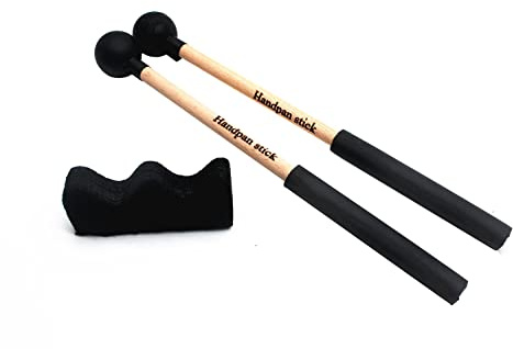 TUOREN 1 Paar Zungentrommel Schlägel mit Halterung Handpan Drum Sticks Gummihammer Percussion Instrument Zubehör (Typ A)