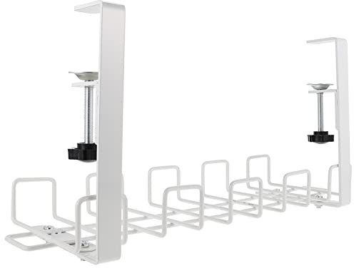 Cabilock Kabelmanagement-Rack Unter Dem Tisch Kabelwanne Unter Dem Tisch Kabelrinnen-Organizer Draht Kabelrinne Kabelführungskorb Kohlenstoffstahl Weiß Schreibtisch Büro Kabelrolle