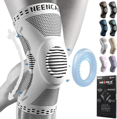 NEENCA Rodillera Profesional, Rodillera de Compresión con Almohadillas de Gel de Rótula y Estabilizadores Laterales para Hombre y Mujer, Rodilleras de Grado Médico para Correr, Desgarro de Menisco