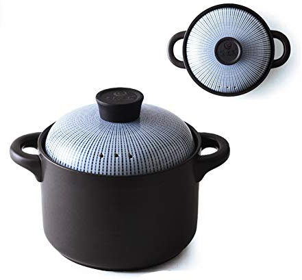 SHALOLY Olla de Barro pequeña Cacerola binaural con Tapa Utensilios de Cocina de cerámica Olla de Barro Redonda Resistencia a Altas temperaturas (Tamaño : C-1.5L) (B)