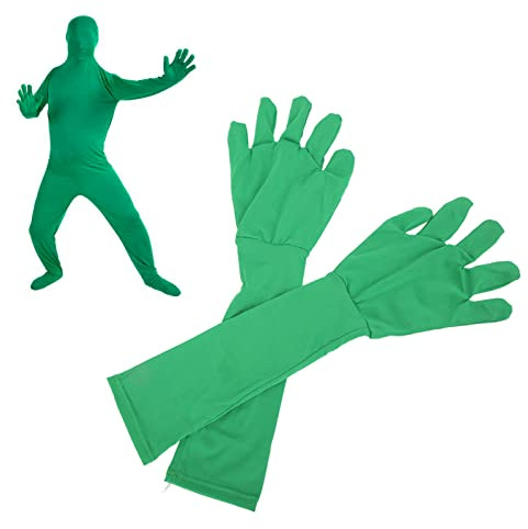 Akozon 2Pcs Chromakey Green Screen Gloves - Universal Invisibility Effect Background Gloves for Photography, Photo, Video, Film & Post Production