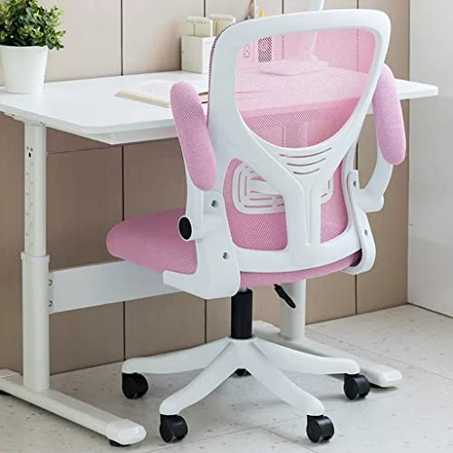 GIZNXBA Kinderdrehstuhl Mit Armlehnen, Jugenddrehstuhl Mit Rollen Für Zuhause, Ergonomischer Kinder-Schreibtischstuhl Mit Hochklappbaren Armlehnen Und Verstellbarer Höhe (Color : /Pink)