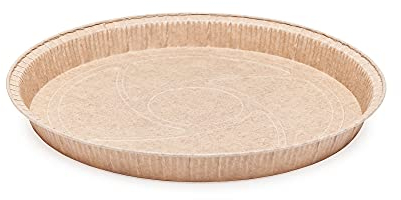 Ecopack Moldes redondos de papel desechable para tartas, tartas y quiches de papel antiadherente, aptos para horno máximo a 220 °C, medidas 25 x 2,5 cm, color natural, 8 unidades