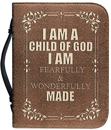 Kuiaobaty Lord Zitat Buchhülle Etui Kunstleder Büchertasche mit Griff, Braun Kirche Schutztasche mit Stifttaschen, christliches Geschenk