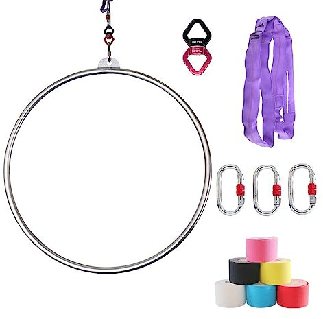 YXXSDP Aerial Hoop Luftreifen Lyra Hoop Set, Profi Einzelner Punkt Aerial Strop Ring Kit, Mit Beschlag, Zirkusrequisiten Großartig Für Aerial Fitness (Size : 90cm/35.4inch)