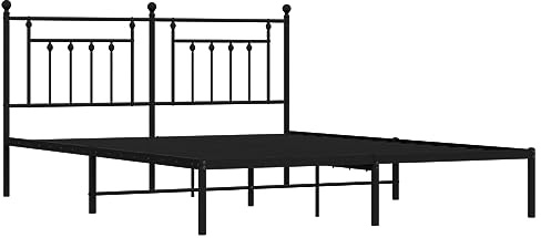 vidaXL Bettgestell mit Kopfteil Metall Schwarz 160x200 cm