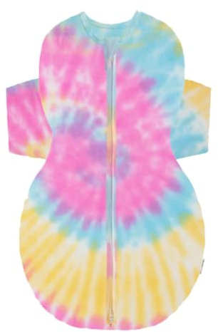 happiest baby SNOO Schlafsack – 100% Bio-Baumwolle Baby Wickeldecke – von Ärzten entworfen fördert gesunde Hüftentwicklung (Batik-Regenbogen, S)