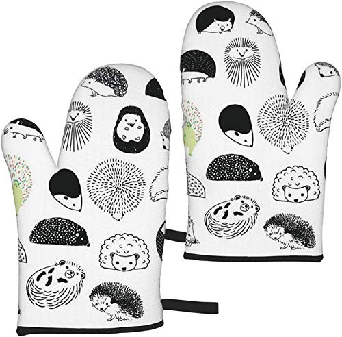 Ofenhandschuhe, lustig, Igel, hitzebeständig, 2 Stück, Mikrowellen-Topflappen, Ofenhandschuhe für Küche, Grill, Backen, 15 x 28 cm