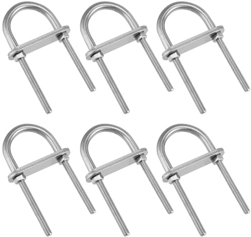 SEUNMUK Juego de 6 pernos redondos de metal en U, pernos en U M5 × 78 mm, pernos en U de acero inoxidable 304, pernos en forma de U con tuerca hexagonal y espaciador para fijar soportes de tubo de