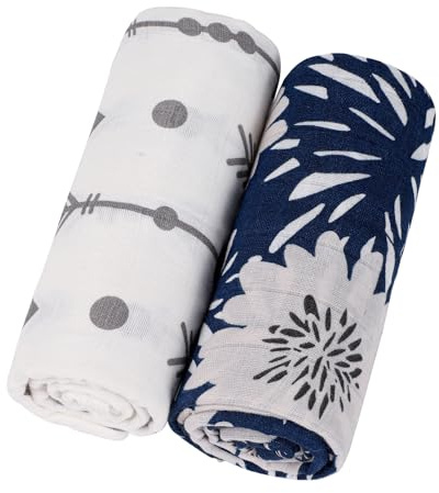 KAKU NANU Baby Pucktuch Babydecke Musselin Spucktücher 2er Set 100% Baumwolle 110x120 cm,Dünne Atmungsaktive Mullwindeln Baby Wickeltuch für Neugeborene Junge und Mädchen
