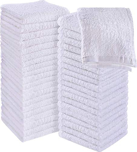 Utopia Towels – 60 stycken tvåldukar, 30 x 30 cm med hängande slingor, absorberande tvättlappar för att torka av och rengöra ansiktet av 100% bomull (vit)