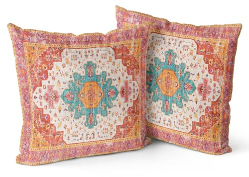 Snylcce 2er Set Kissenbezüge Boho Tangerine Antike & Vintage Design Kissenbezug in 40x40 cm weich für Gartensofa, Sofa, Bett - Zierkissenbezüge 16x16 inch