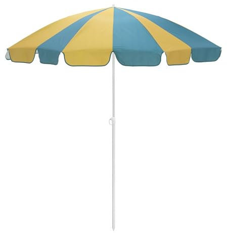 200cm Parasol de Plage Parasol Inclinable，Rond Parasol Extérieur Hauteur Réglable Protection UV pour la Terrasse et le Balcon