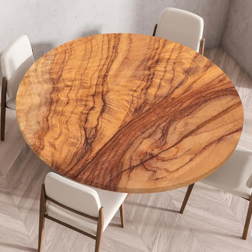 Odot Mantel Antimanchas Redondo 110 cm, 3D Mantel Mesa Redonda Impermeable Ajustable con Elásticos Bordes, Lavable Manteles para Comedor Exterior Jardín