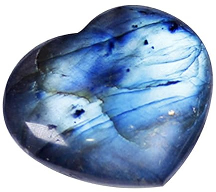 Herzförmiger Labradorit, natürlicher herzförmiger Handschmeichler, Mineralreiki-Taschen-Kristall-Trommel-Kollektion, herzförmige Puffsteine für -Meditation