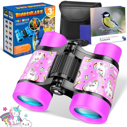 Dromlag Binoculars for Kids Ages 3-9, Outdoor Toys for Boys and Girls - Bird Watching, Sports and Play with Unicorn Theme, Easter Birthday Gift