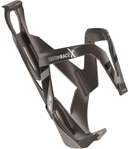 Elite Custom Race X Flaschenhalter – Titan Metall mit schwarzer Grafik – Leicht Aerodynamisch Stabil Universal – Für Rennrad MTB Gravel – Trinkflaschenhalter Fahrrad Bidon