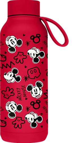 Quokka Borraccia termica in acciaio inox solido con gancio Cherry RED510 ML Mickey Pop