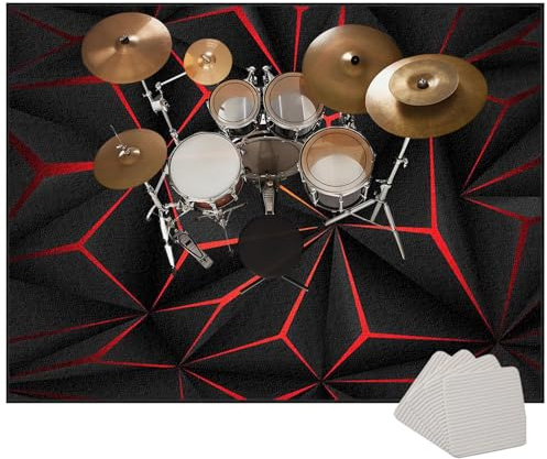 Drum Rug Mat Soundproof Drum Carpet Drum Mat Non-Slip Drum Carpets Professional Rectangle Drum Rugs For Percussion Electronic Drums Bass Drum Snare Drums Kit Etc Musical Instruments Mat 120 x 100 cm