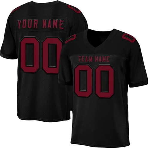Personnalisé Sport Maillot de Football Américain pour Hommes Femmes Jeunes Préscolaires T-Shirts Manches Courtes à Séchage Rapide Personnalisable avec Logo Nom et Numéro de l'équipe
