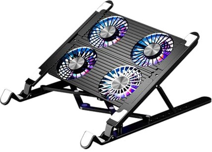Laptop Cooling Pad – Silent Fan Stand, Adjustable Height Base | Fast Heat Dissipation, Slim Airflow Enhancer System, Cooling Pad for Workstation Setup