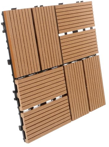 Veemoon Wood Plastic Floor Interlocking Deck Tile Outdoor Flooring Patio Floor Decking Tile Replacement for Garden Balcony Terrace