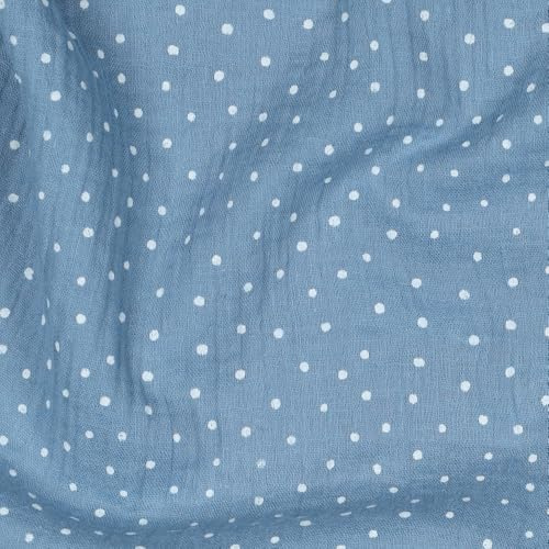 MAGAM-Stoffe Paul Musselin Mulltuch Kinder Baumwollstoff Oeko-Tex Meterware 50cm (Pünktchen helleres blau)