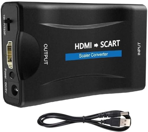 ZISONIX hdmi vers scart Adaptateur, convertisseur hdmi vers peritel, Adaptateur Audio VidéO Hdmi vers PéRitel Prenant en Charge La Sortie TV Ntsc/Pal pour Ps3/Ps2/Tv/Dvd