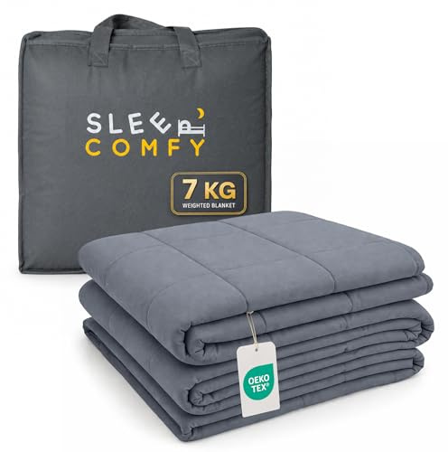 SLEEP COMFY Gewichtsdecke, Schwere Decke 7 kg, 150x200 cm, Oeko-Tex Zertifizierte, Schwere Decke, Mikrofaser Entspannungsdecke, Kühlende Therapie- & Anti-Stress Decke, Alle Jahreszeiten
