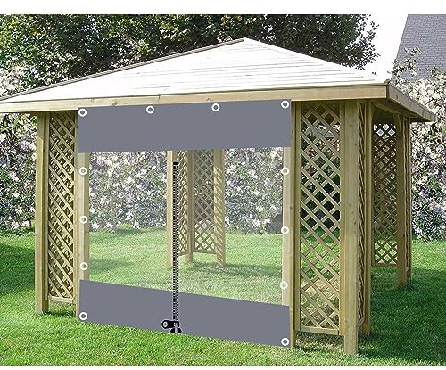 Waterproof Transparent Tarpaulin Curtains for Outdoor Gazebo Clear PVC Side Panels with Zipper 3.6x2m/11.8x6.6ft Tarp Cover for Pergola Porch Carport
