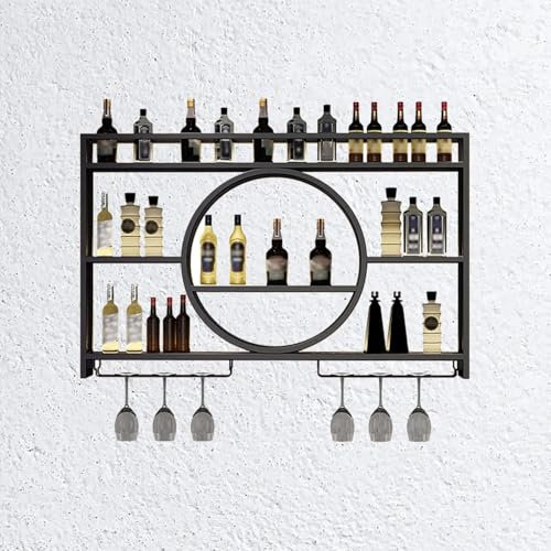 Wall Mounted Drinks Cabinet with Wine Rack and Pint Glass Holders, Slim Tall Free Standing Home Bar Unit for Living Room