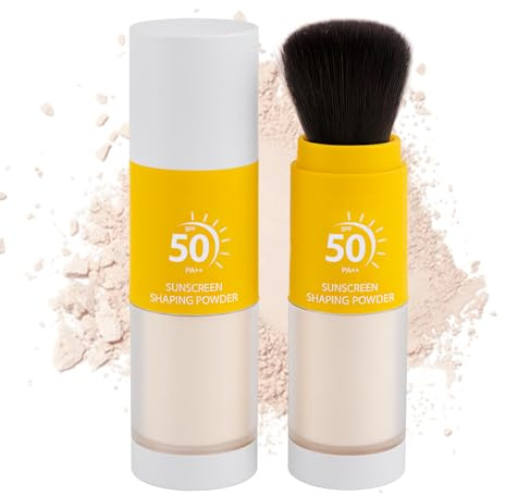 Poudre pour Écran Solaire Minéral, SPF 50 PA++, Écran Solaire en Poudre, Contrôle de l'huile, Fini Mat Naturel, Légère et Respirante Longue Durée, Libre pour Femmes, avec Pinceau (8g, 1PCS)