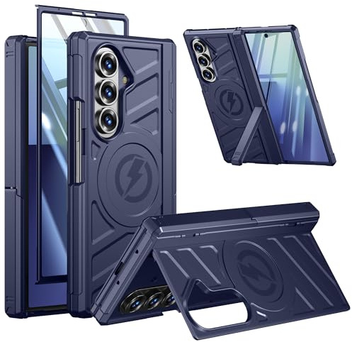 spoovcto for Samsung Galaxy Z-Fold-7 Case: Dual Kickstand Horizontal & Vertical, Military Grade Hinge Protection, Fit for MagSafe Wireless Charging, 9H Screen Protector, Heavy Duty Phone Cover, Blue