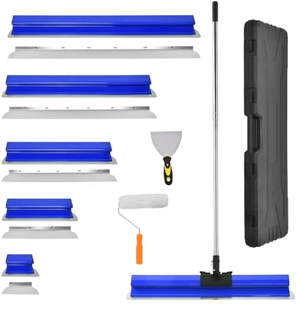 Juego de espátulas de superficie con barra telescópica ajustable de 86cm-207cm Llana para alisar paredes con 20/40/60/80/100cm Espatulas pladur fabricado en acero inoxidable (0,3/0,5 mm de espesor)