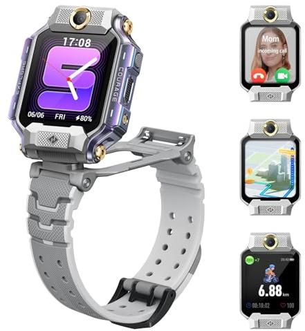 imoo X10 Smartwatch per Bambini, Chiamate 4G Video e Tracciatore GPS in Tempo Reale, Doppie Videocamere Separate, Monitor della Frequenza Cardiaca, Modalità Sportive con kit di accessori(Grigio)
