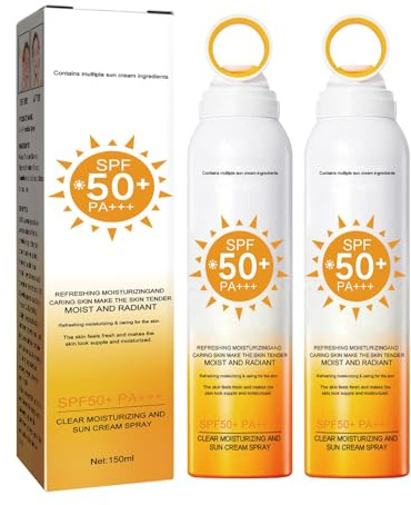 Spray solaire SPF 50, brume à 360°, spray solaire résistant à l'eau, léger et non gras, protection à large spectre contre les UVA/UVB, format voyage. (2)