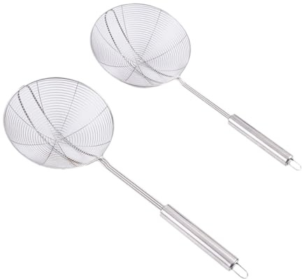 Folpus Schiumarola Mestolo Tutto Ragno da Cucina Utensile per Bollire in Acciaio Inossidabile Robusto E Indeformabile Adatto per Pesce Fritto E Legumi, Piccolo Grande