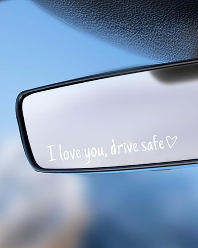 HUVZOR 7 Stück I Love You Drive Safe Spiegelaufkleber, Aufkleber für Rückspiegel und Fenster mit Herz Vinyl Aufkleber Selbstklebender Süße Aufkleber Autozubehör Geschenk für Fahrer Frauen Männer