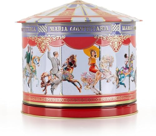 Boîte à biscuits Carrossel 300 g – Boîte musicale avec biscuits légers – Sélection de chocolats fins du Portugal – Boîte artistique à collectionner